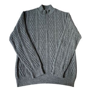 MFH Men’s Baby Alpaca Pullover Sweater size Large L Gray 1/4 Zip